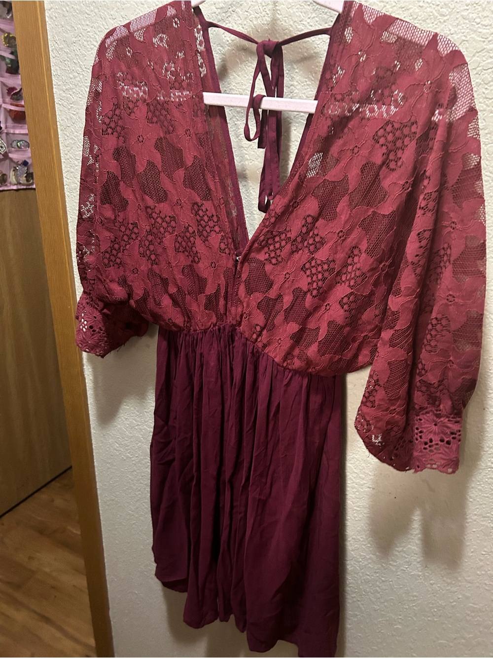 entro Burgundy Lace Midi Dress
